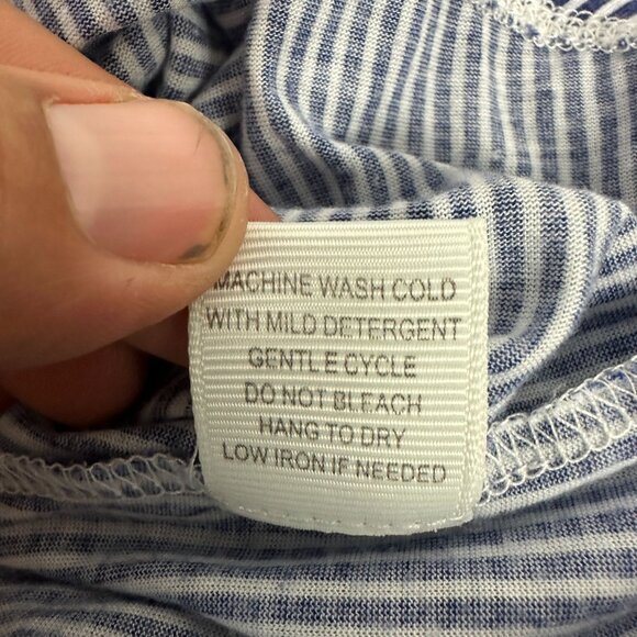 Eden & Olivia Maternity Top Blouse Medium Blue & White Stripe 3/4 Sleeve - Picture 5 of 5